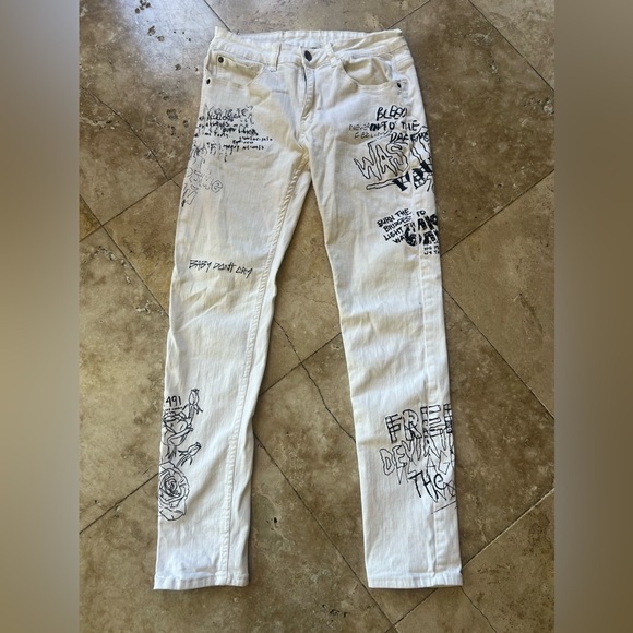 Young and Reckless white printed skinny jeans size 30 good condition - Picture 3 of 13